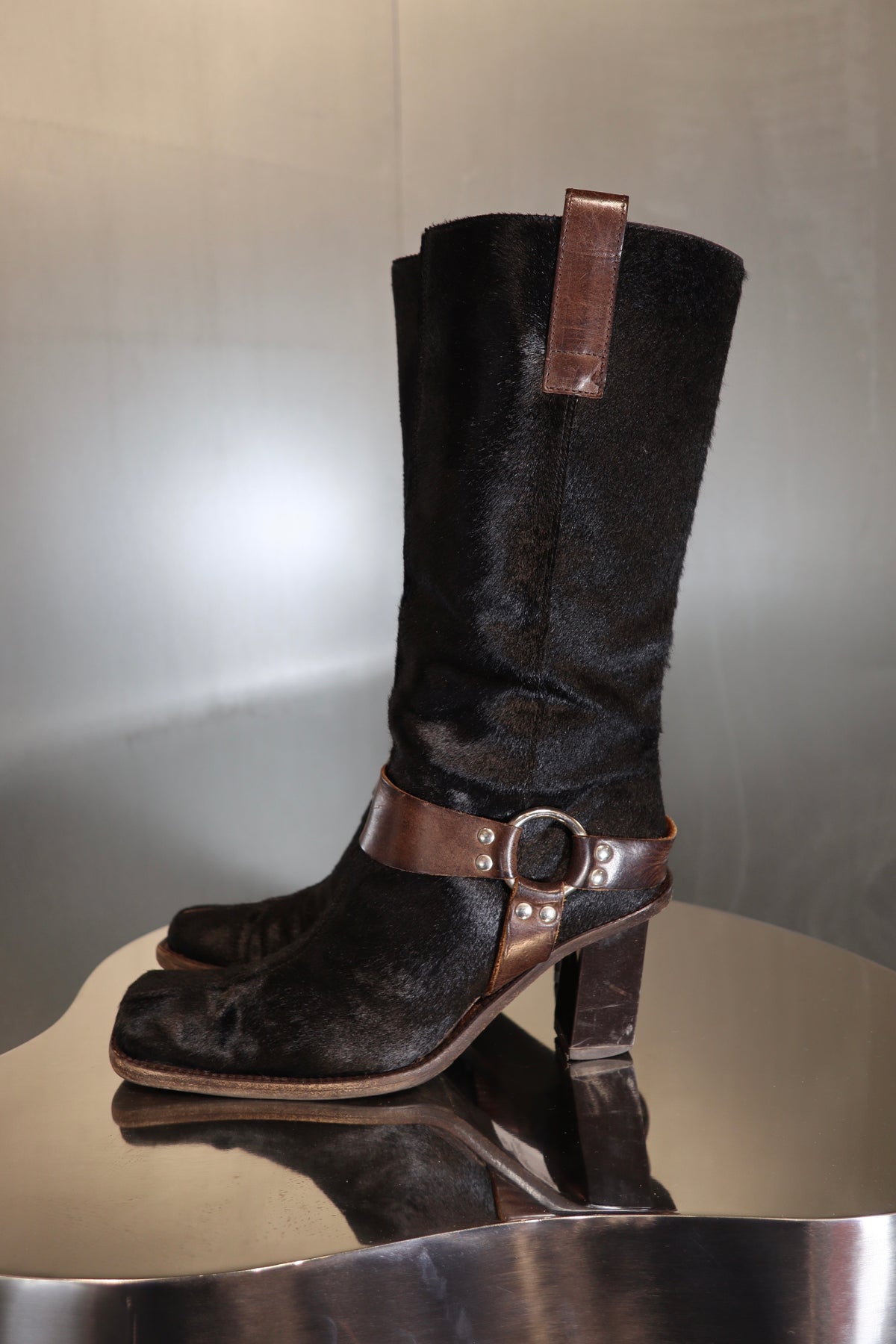 Dolce & Gabbana Black Hair Cowhide Boots