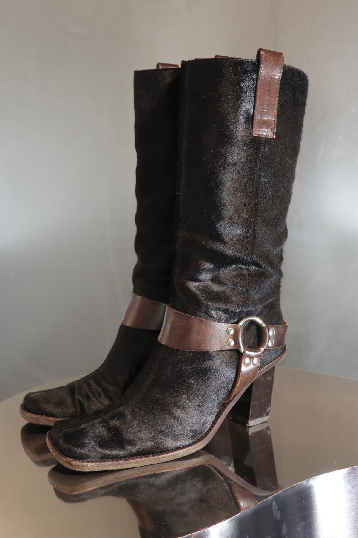 Dolce & Gabbana Black Hair Cowhide Boots