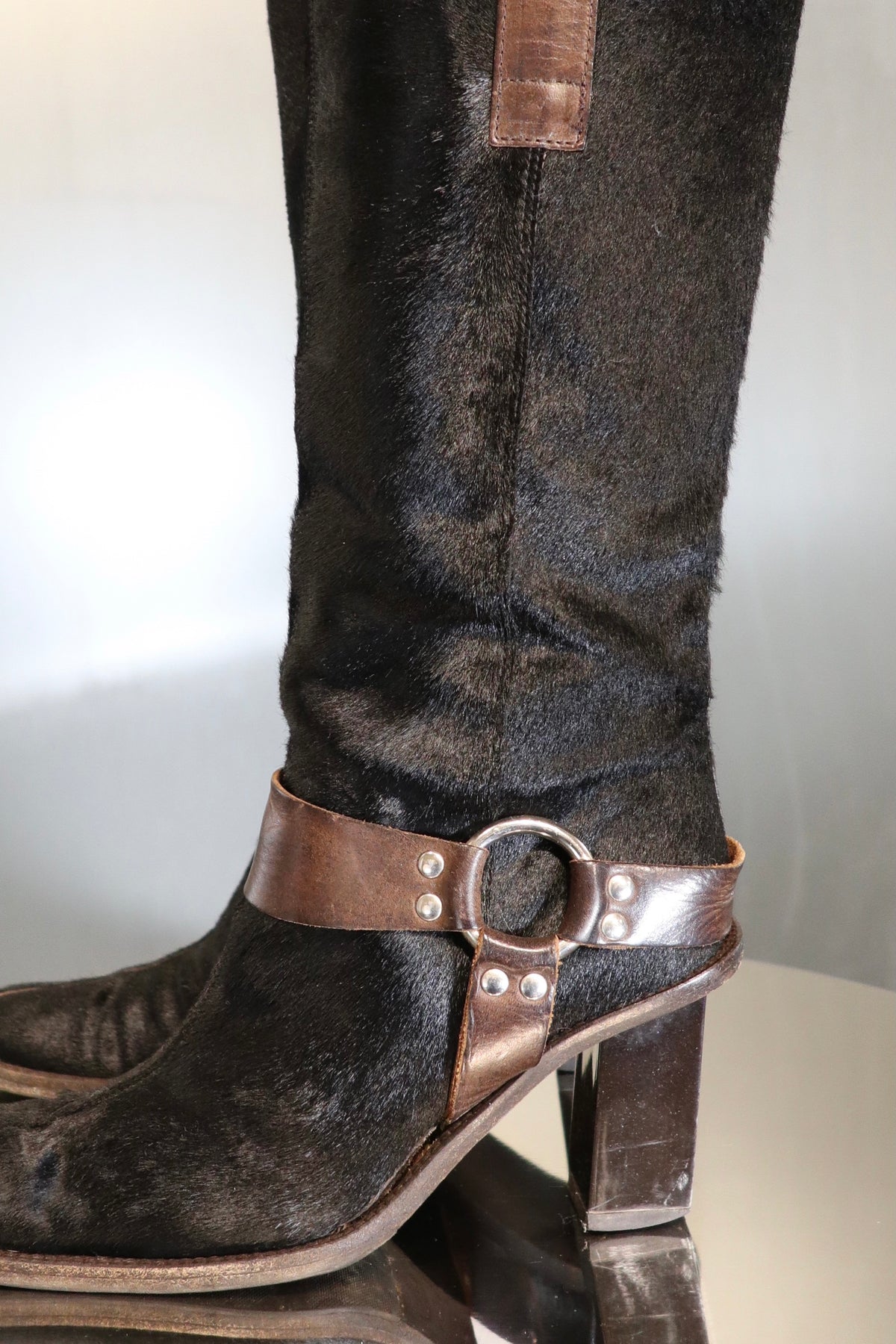 Dolce & Gabbana Black Hair Cowhide Boots