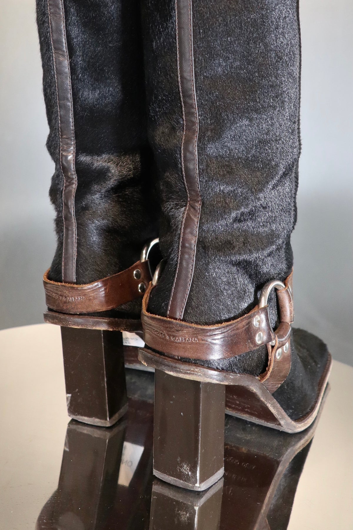 Dolce & Gabbana Black Hair Cowhide Boots
