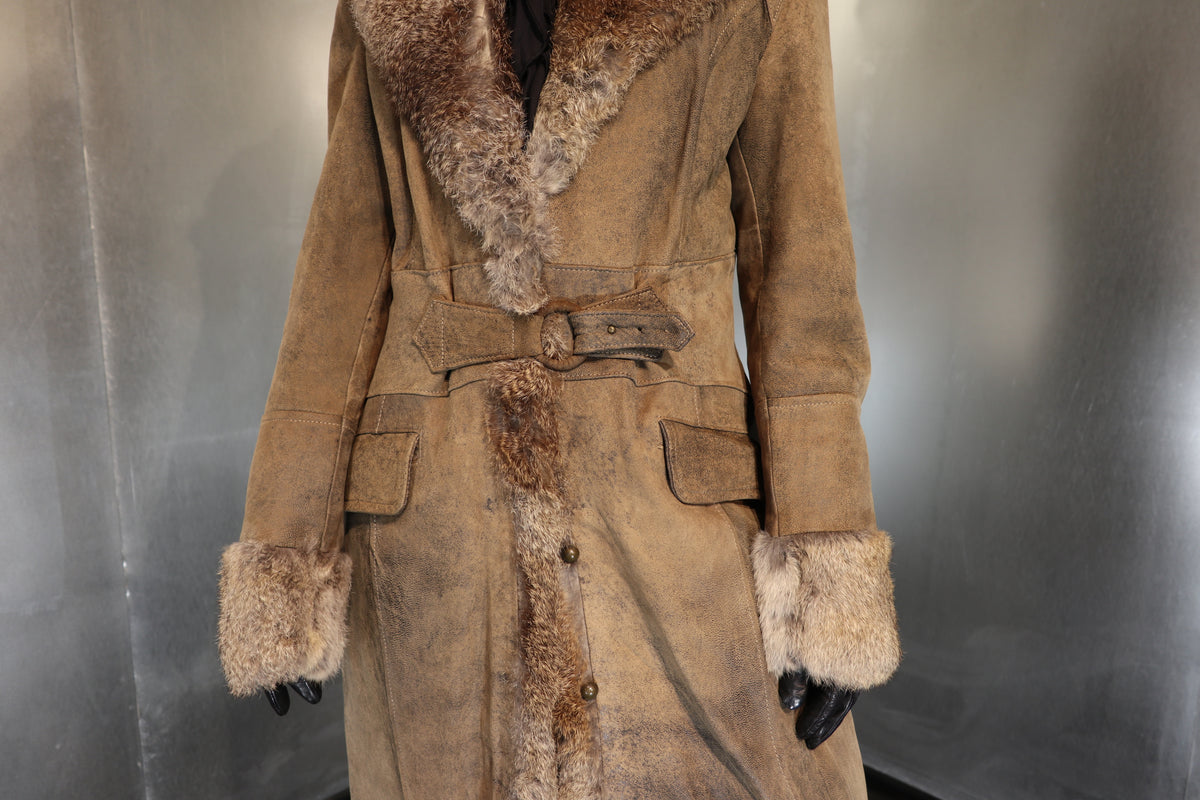Vintage Marella Rosati Stonewashed Buckle Detail Fur Coat