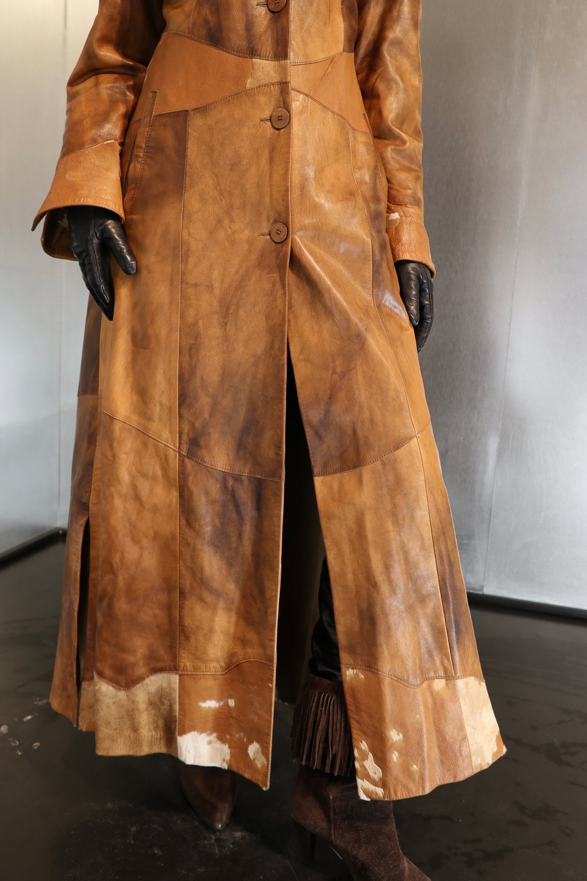 Caramel Cowhide Maxi Coat