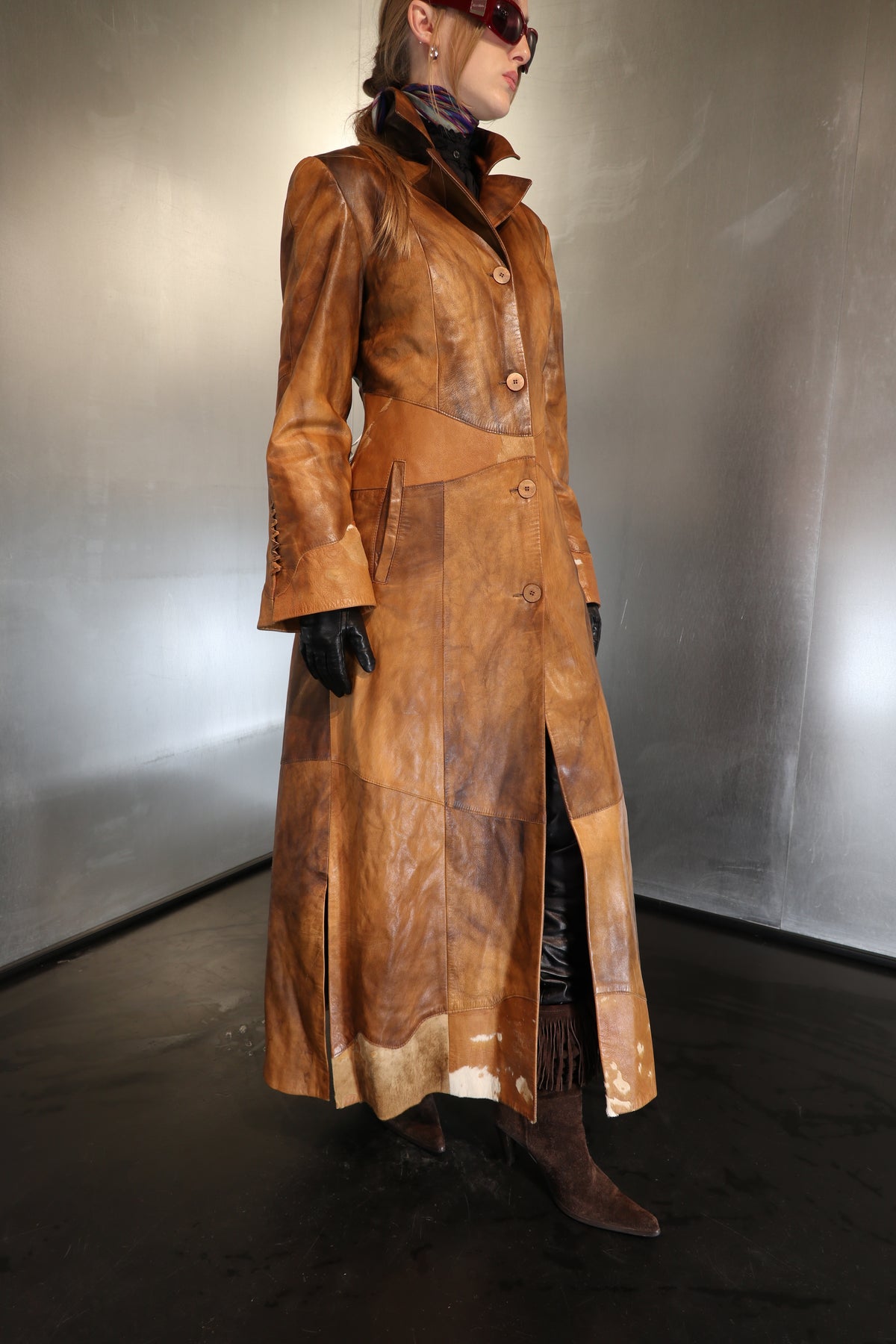 Caramel Cowhide Maxi Coat