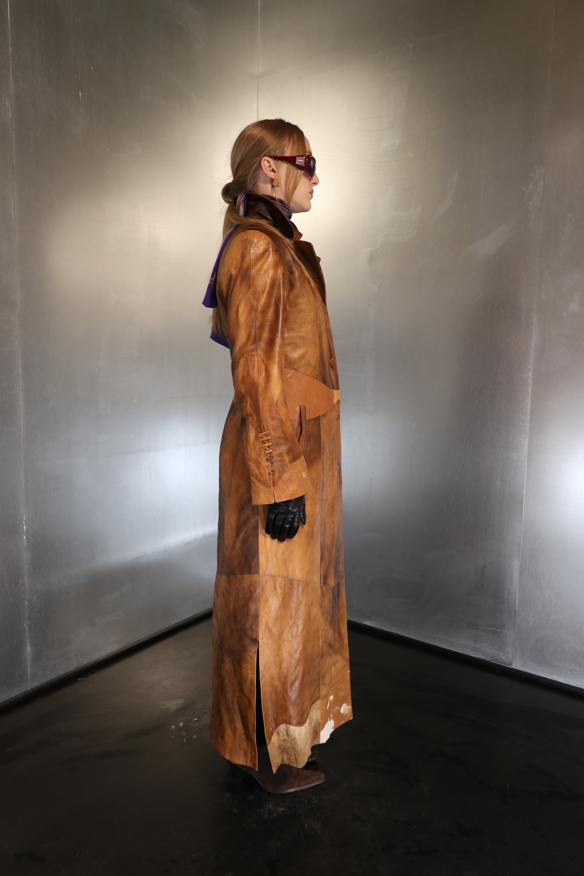 Caramel Cowhide Maxi Coat