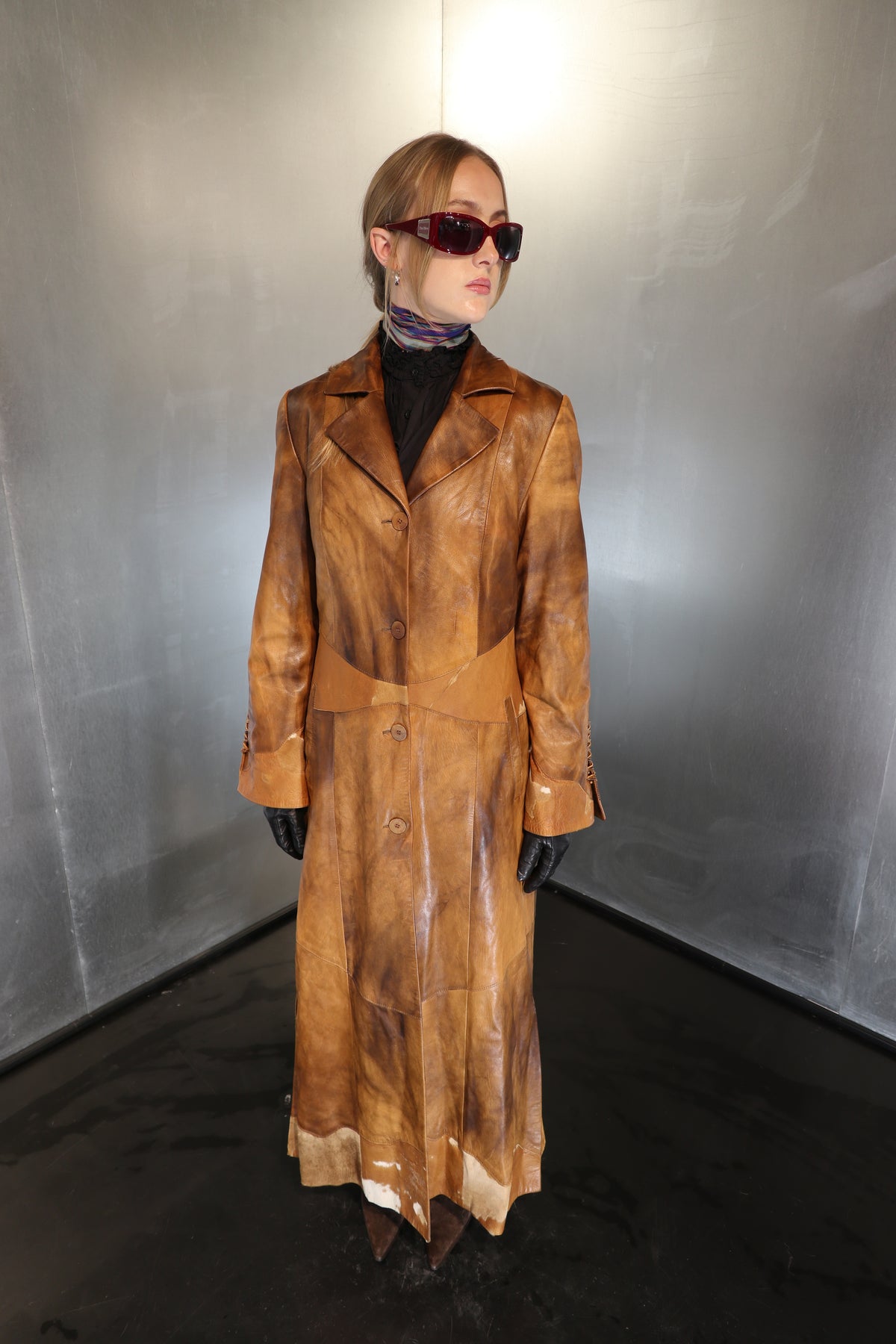 Caramel Cowhide Maxi Coat