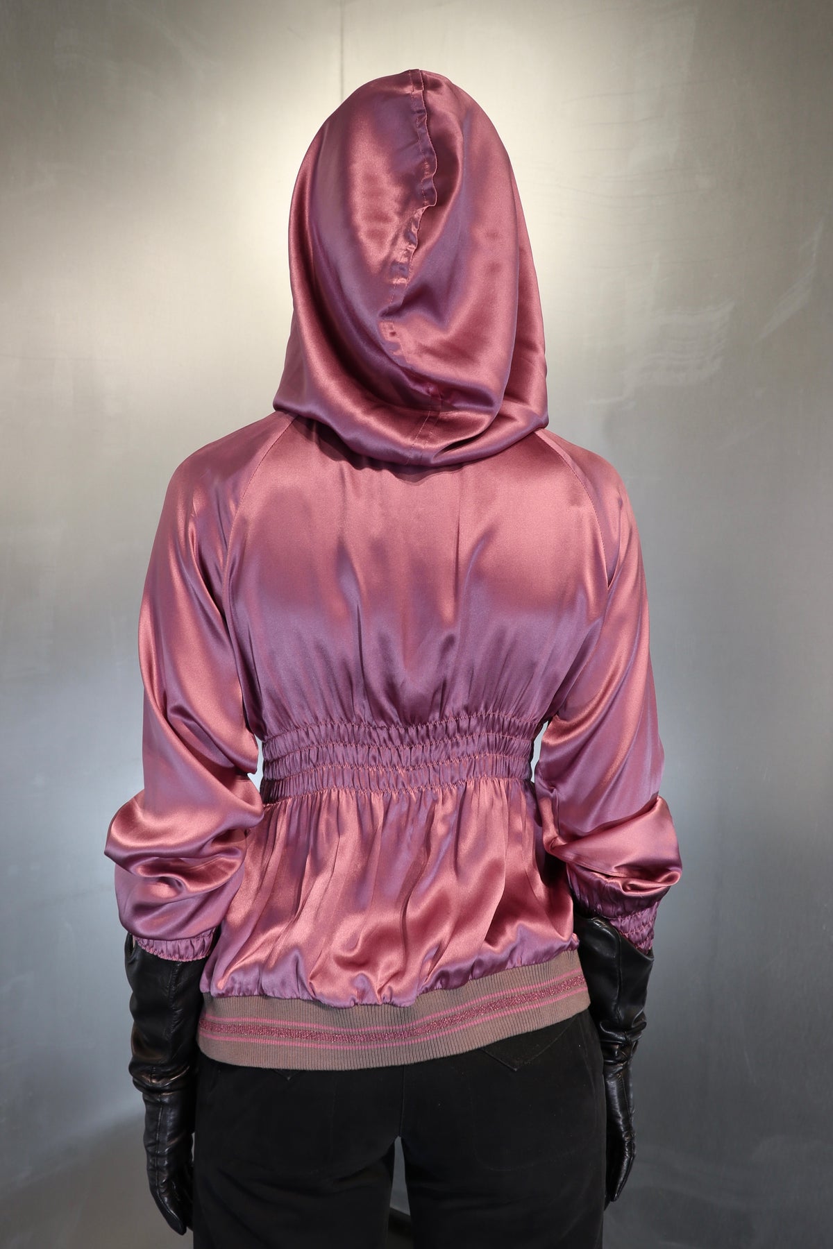 Dusty Rose Silk Draped Hoodie