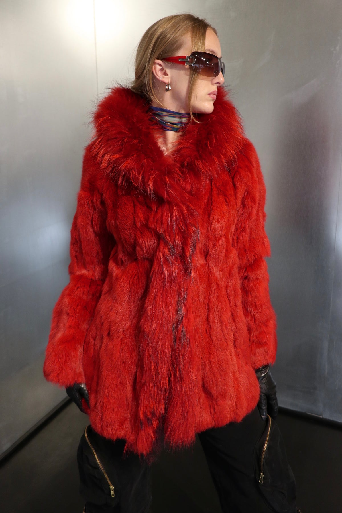 Vintage Scarlet Red Fur Coat
