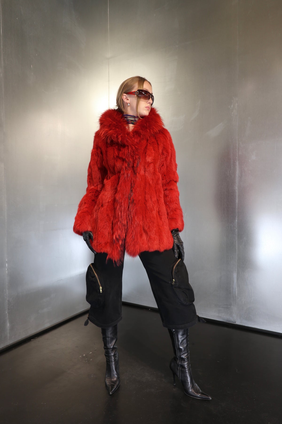 Vintage Scarlet Red Fur Coat