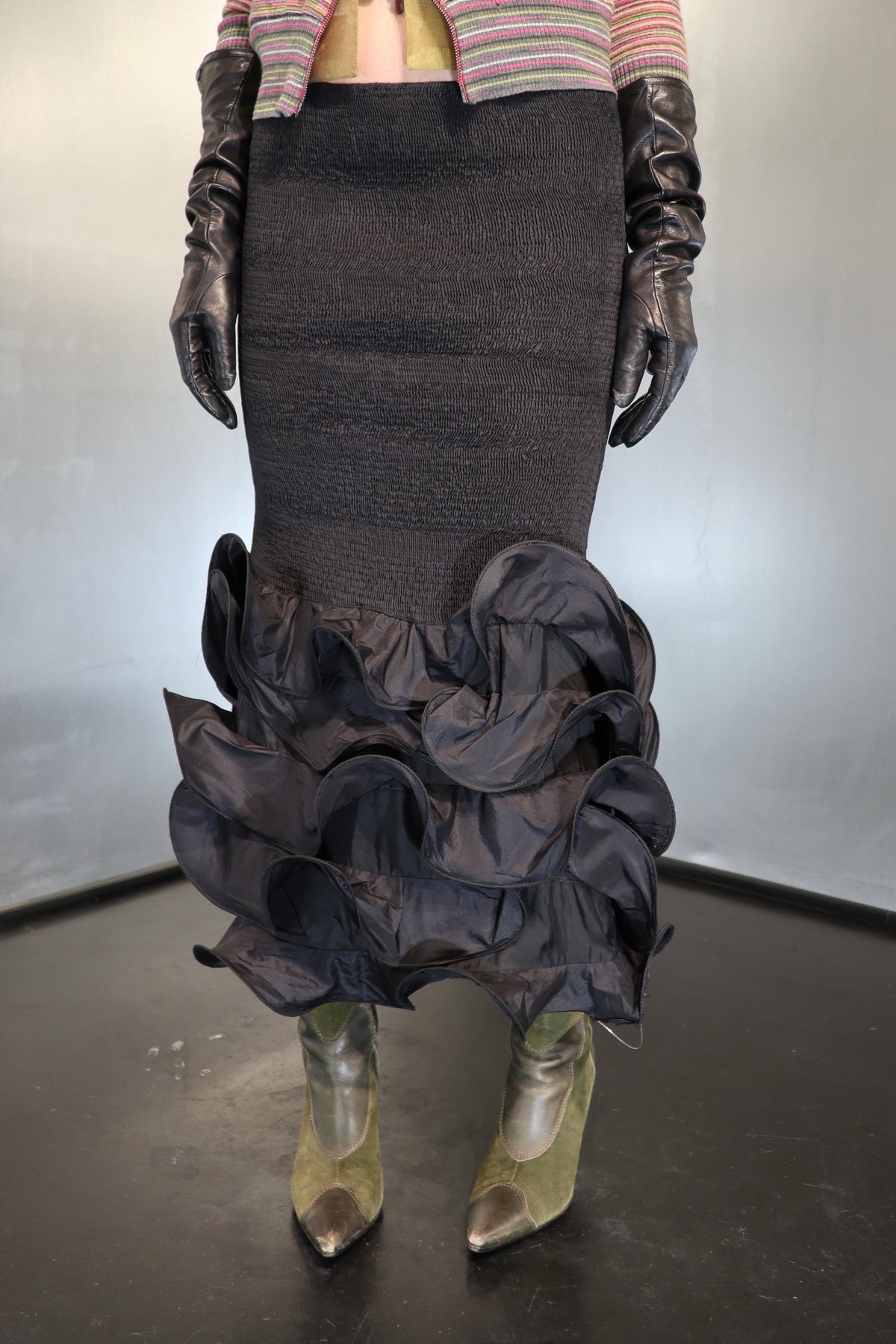 Vintage Structured Frill Skirt Dress