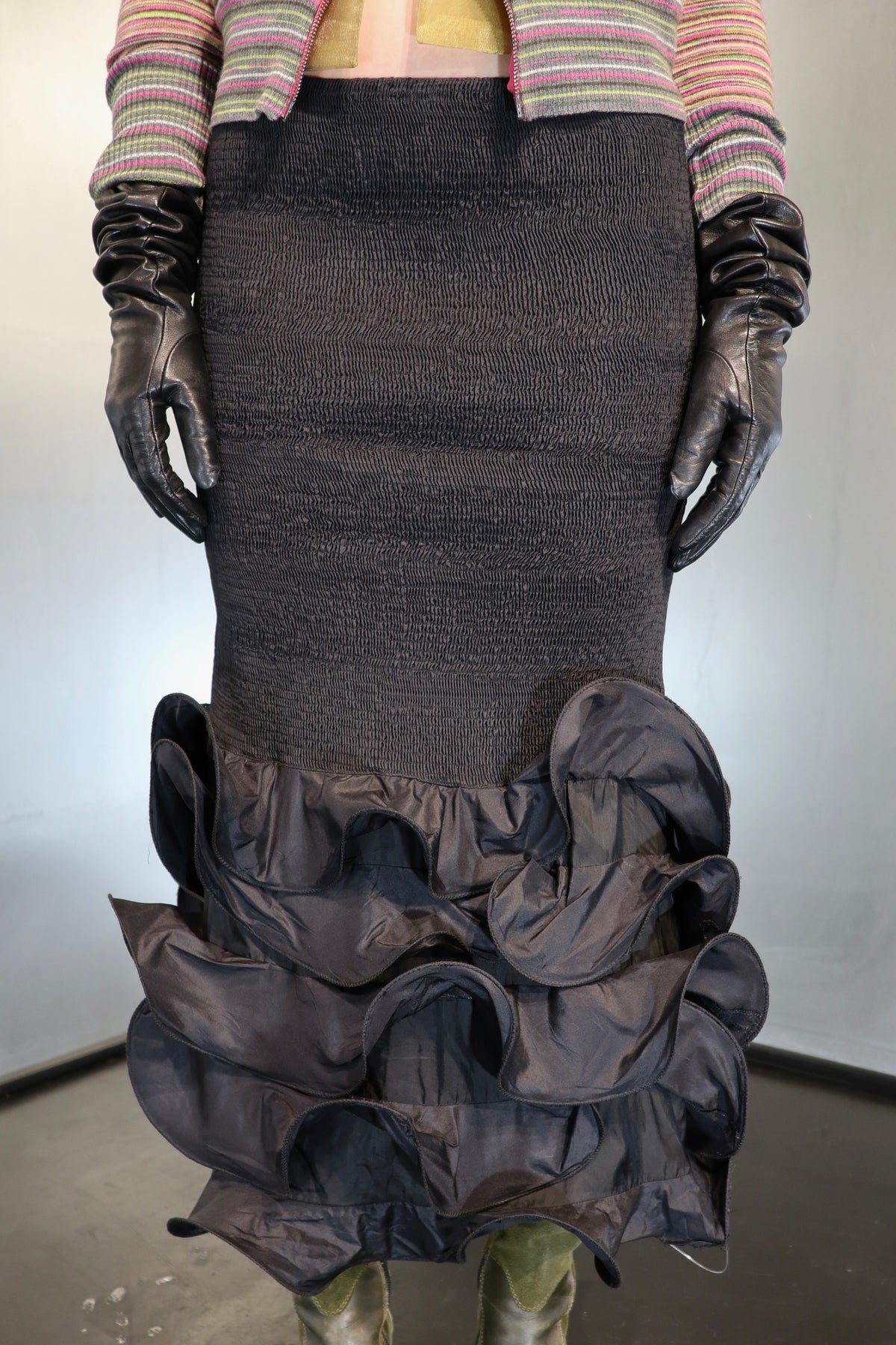 Vintage Structured Frill Skirt Dress