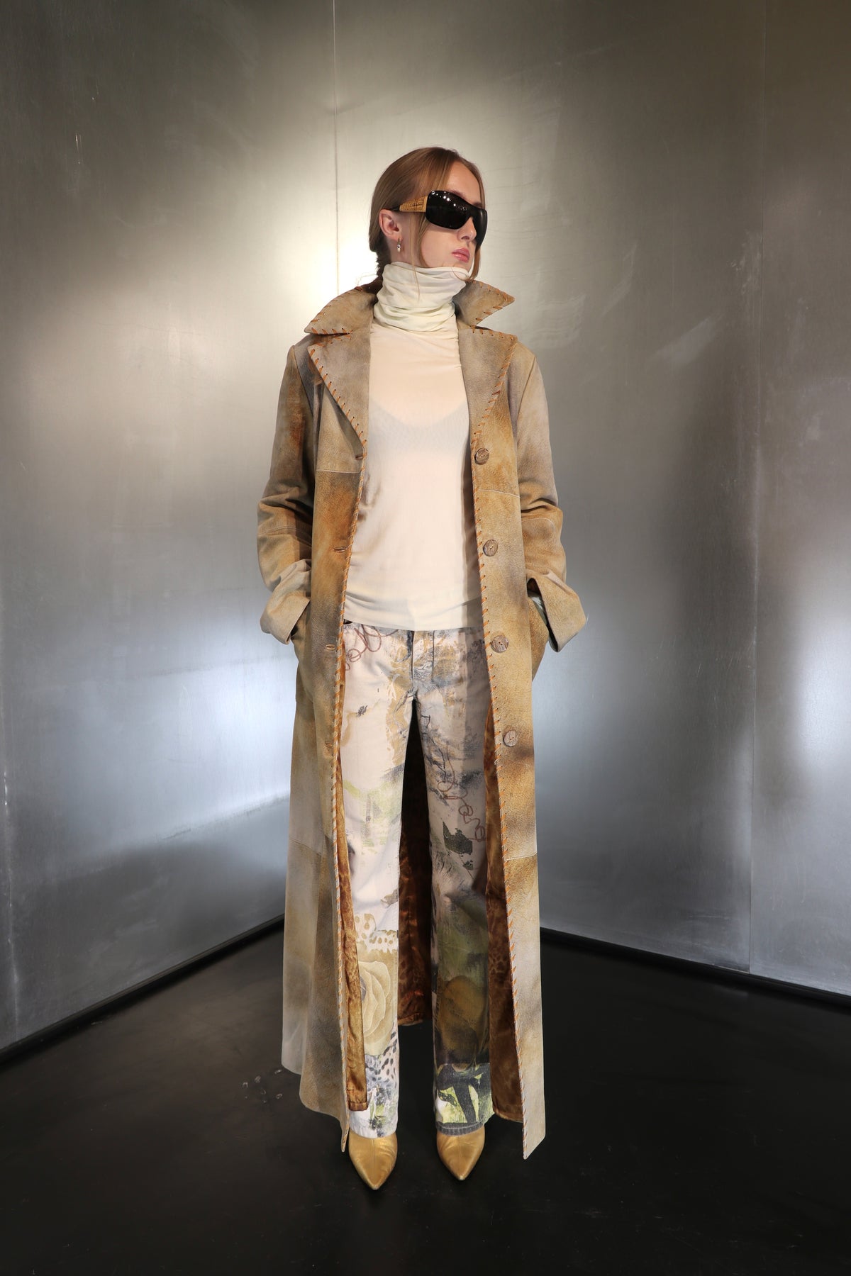 Distressed Maxi Leather Coat