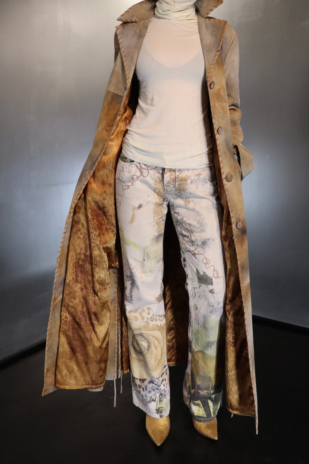 Distressed Maxi Leather Coat