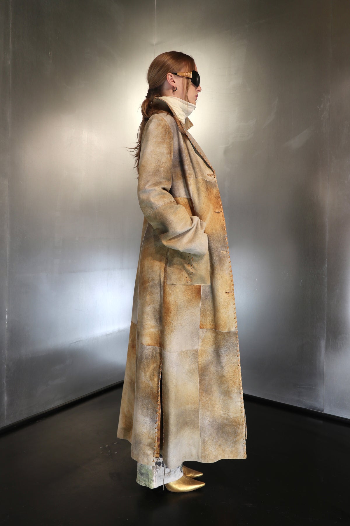 Distressed Maxi Leather Coat