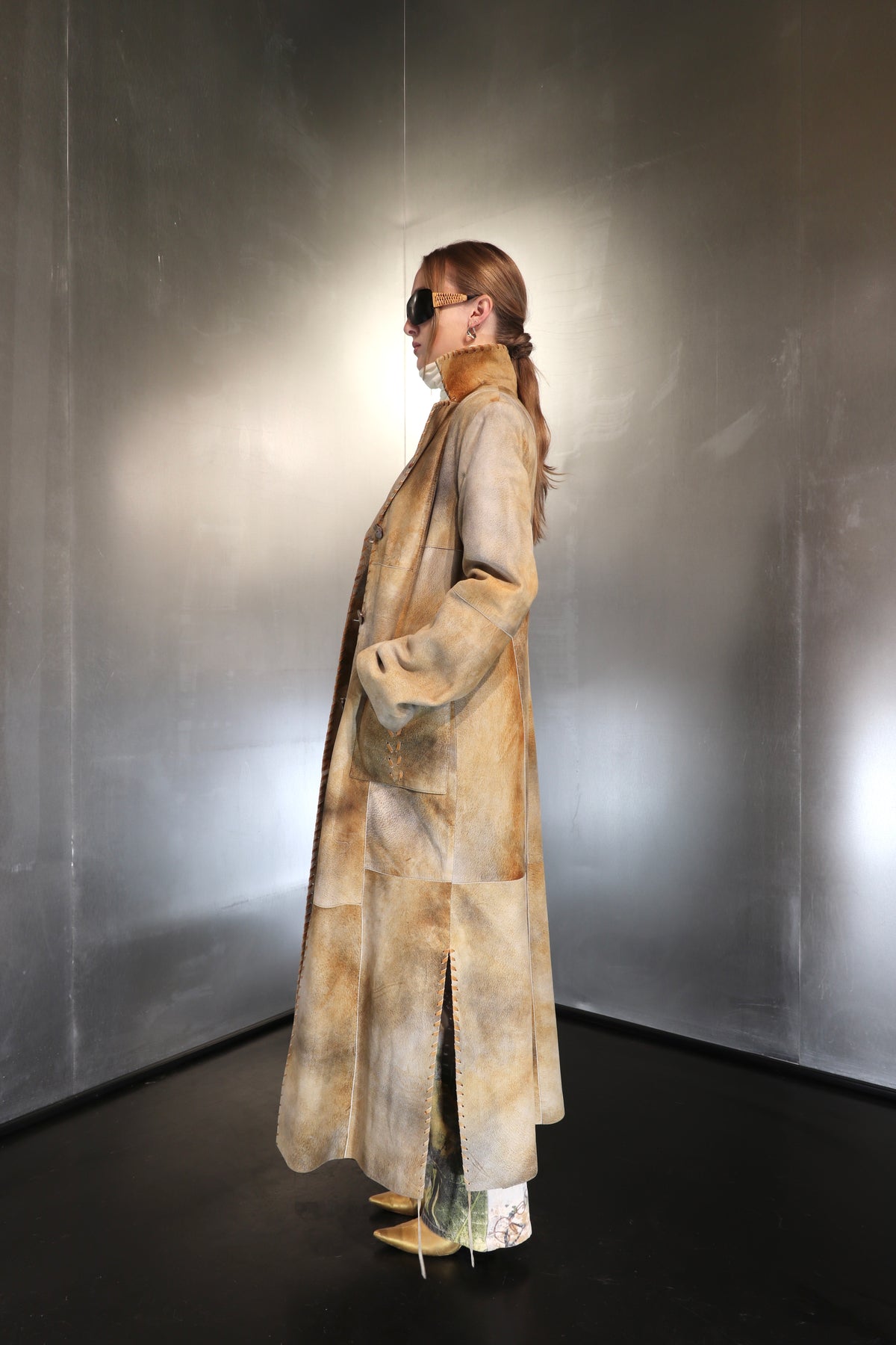 Distressed Maxi Leather Coat
