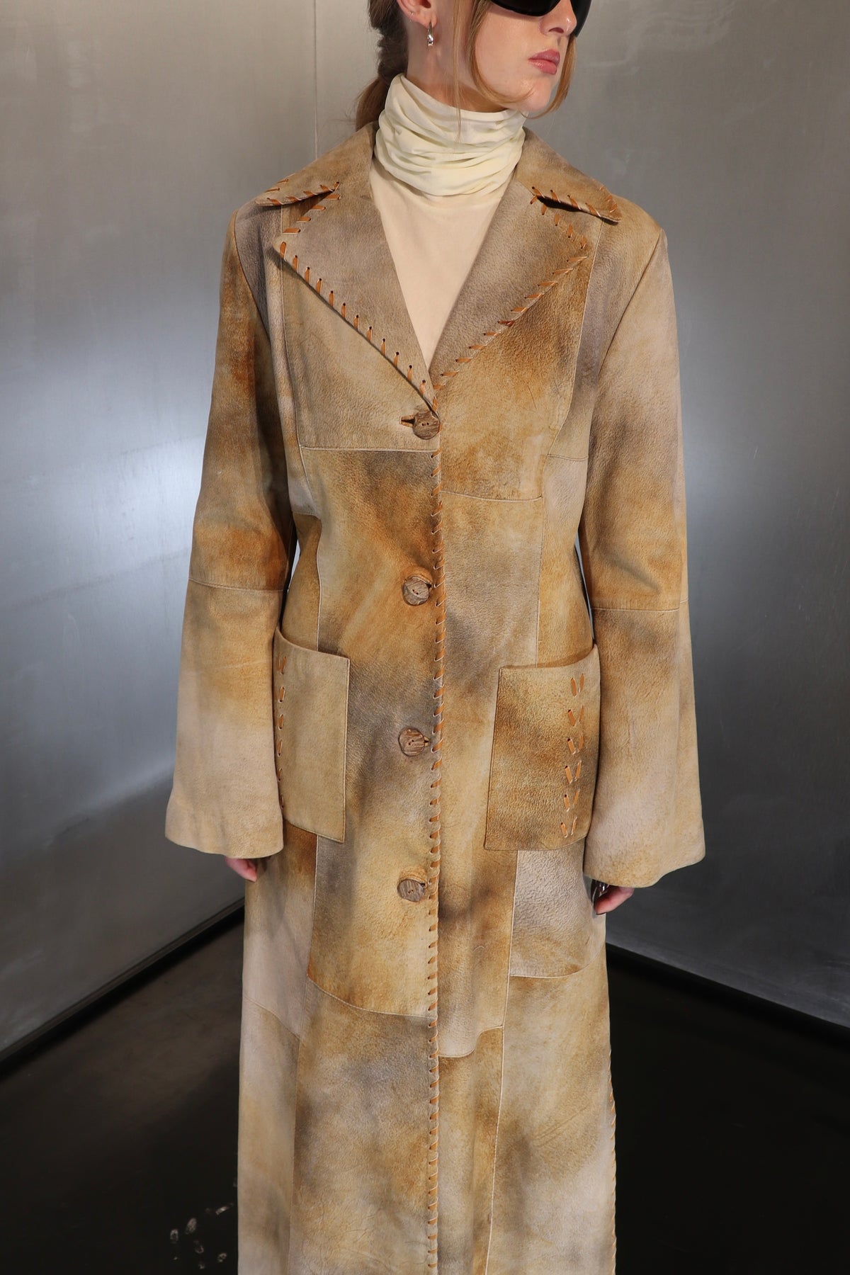 Distressed Maxi Leather Coat