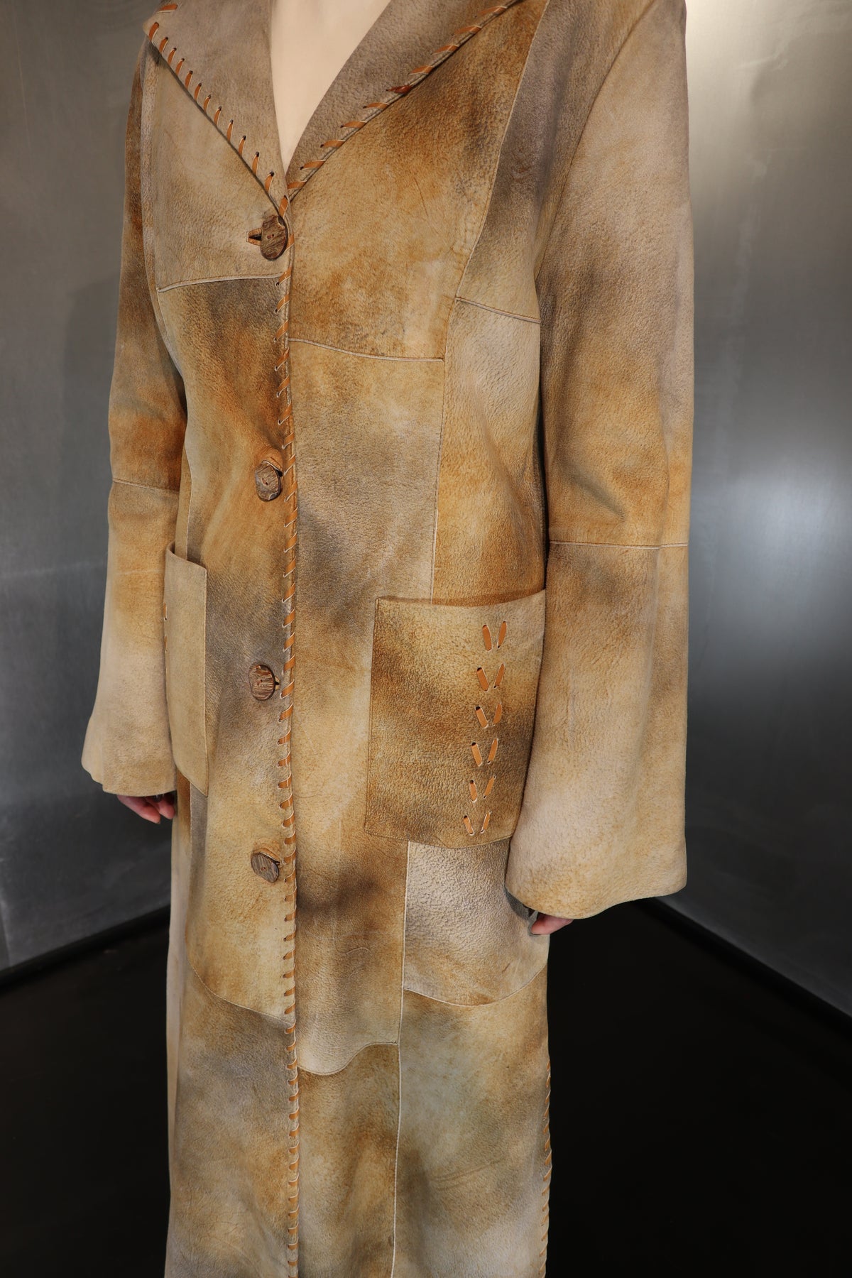 Distressed Maxi Leather Coat