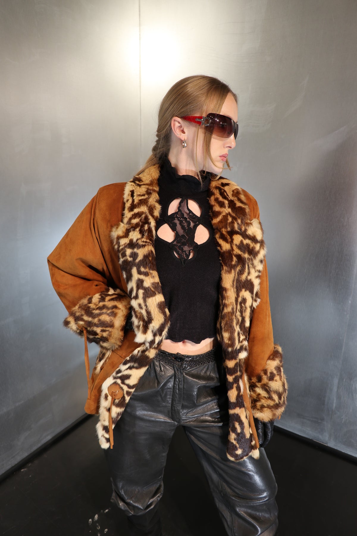 Cheetah Suede And Fur Coat