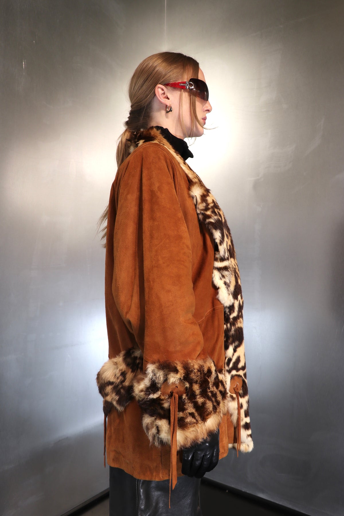 Cheetah Suede And Fur Coat
