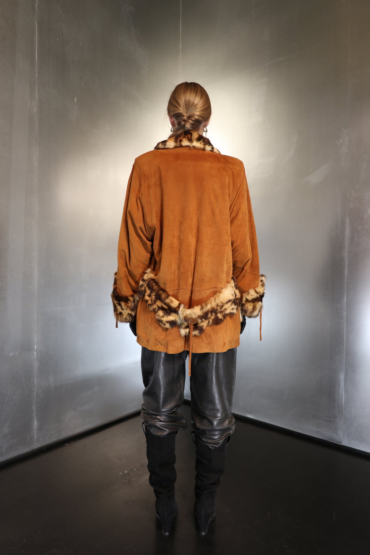 Cheetah Suede And Fur Coat
