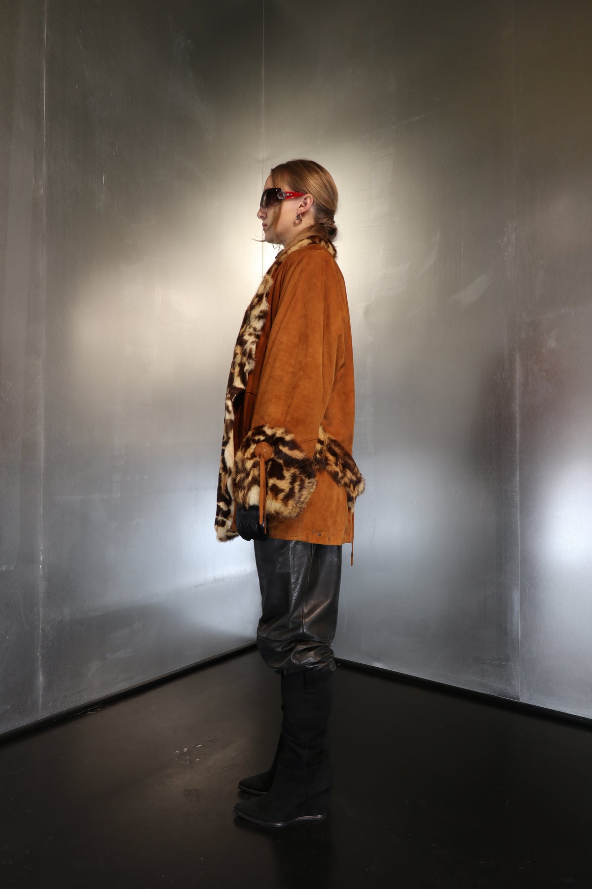 Cheetah Suede And Fur Coat