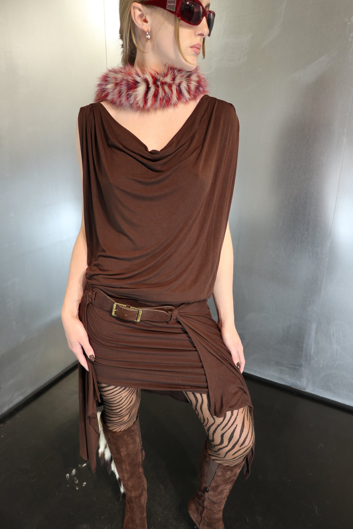 Belted Vintage Cowl Plein Sud Dress
