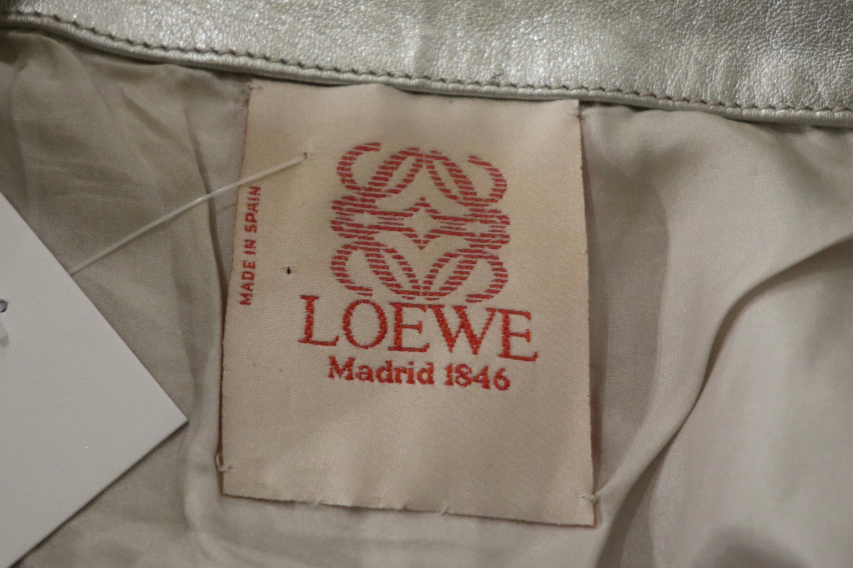 Vintage LOEWE Zip up Leather Silver Vest