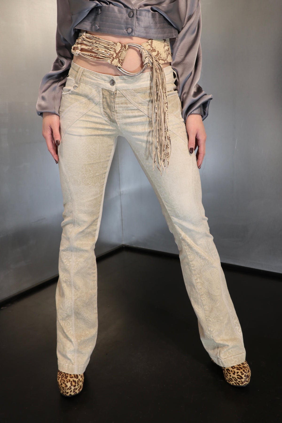 Roberto Cavalli Cream Denim Pants