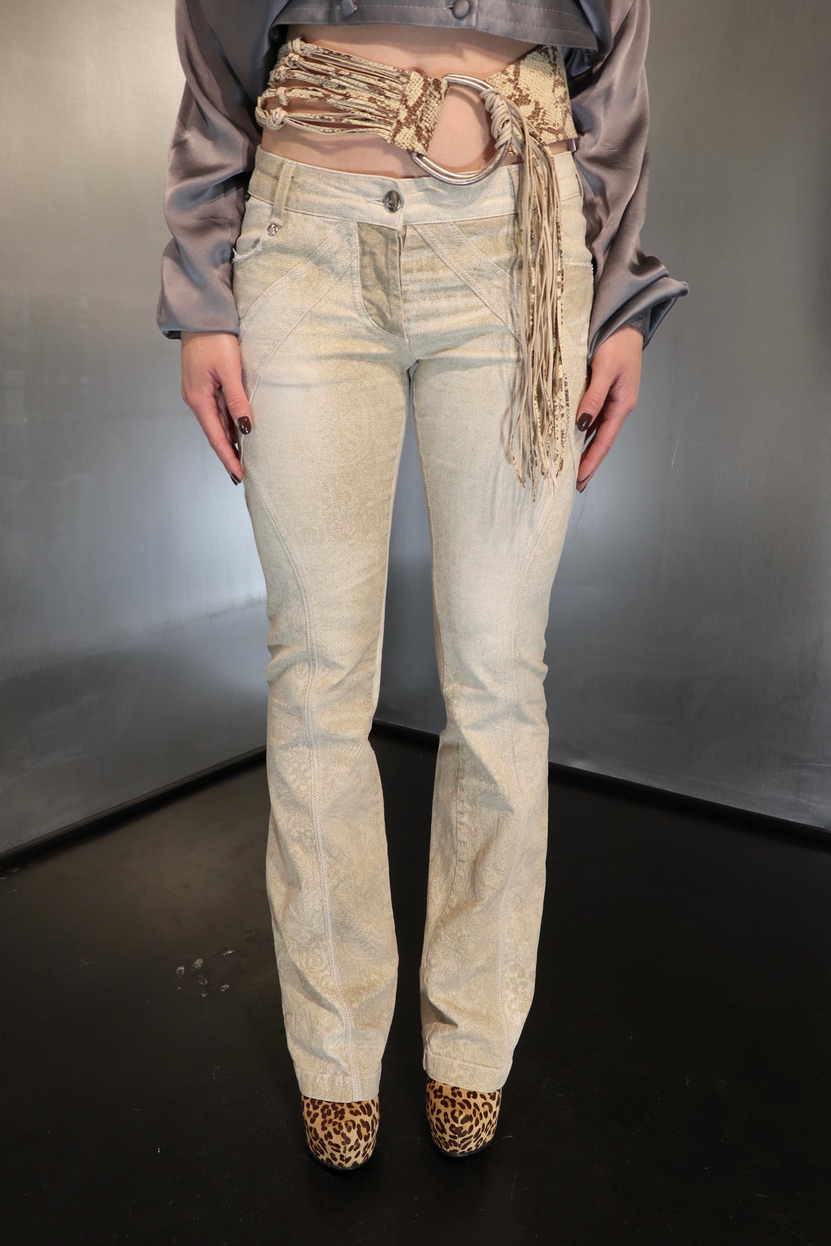 Roberto Cavalli Cream Denim Pants